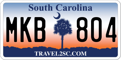 SC license plate MKB804