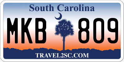 SC license plate MKB809