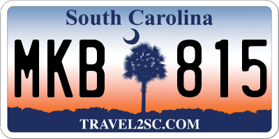 SC license plate MKB815