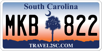 SC license plate MKB822