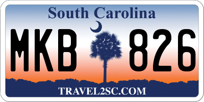 SC license plate MKB826