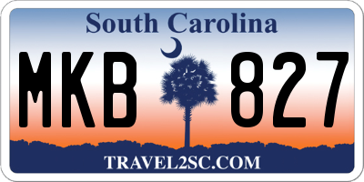 SC license plate MKB827