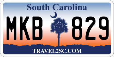 SC license plate MKB829