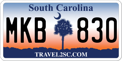 SC license plate MKB830