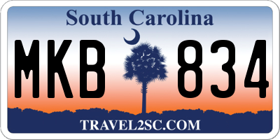 SC license plate MKB834