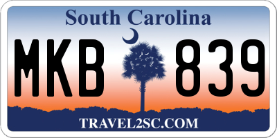 SC license plate MKB839