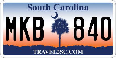 SC license plate MKB840