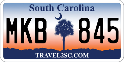 SC license plate MKB845