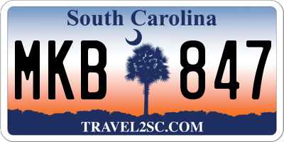 SC license plate MKB847