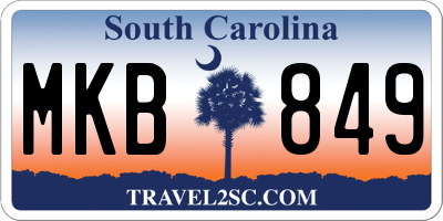 SC license plate MKB849