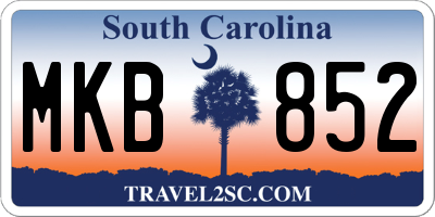 SC license plate MKB852
