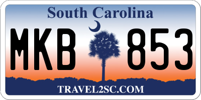 SC license plate MKB853