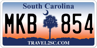SC license plate MKB854