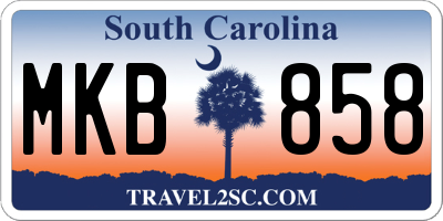 SC license plate MKB858
