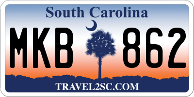 SC license plate MKB862