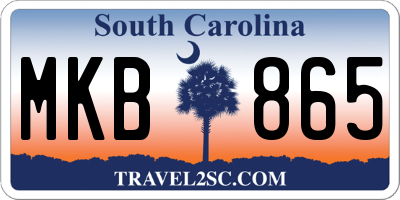 SC license plate MKB865
