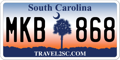 SC license plate MKB868