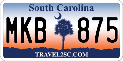 SC license plate MKB875
