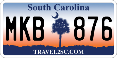 SC license plate MKB876