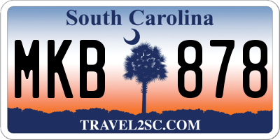 SC license plate MKB878