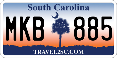 SC license plate MKB885