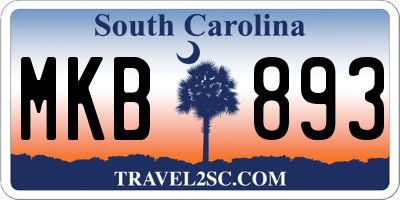 SC license plate MKB893