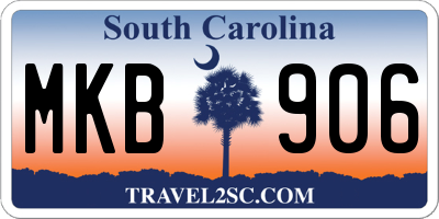 SC license plate MKB906