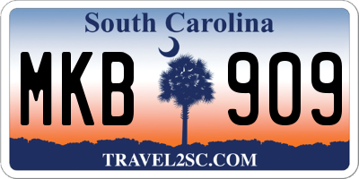 SC license plate MKB909