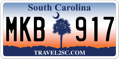 SC license plate MKB917