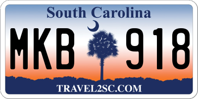 SC license plate MKB918