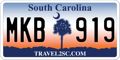 SC license plate MKB919