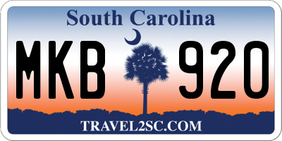 SC license plate MKB920