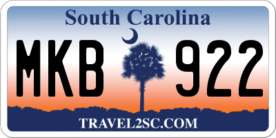 SC license plate MKB922