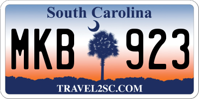 SC license plate MKB923