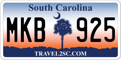 SC license plate MKB925
