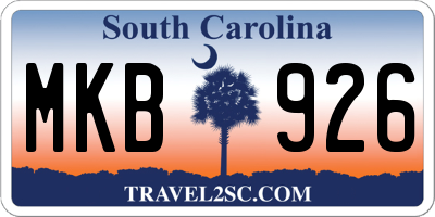 SC license plate MKB926