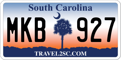 SC license plate MKB927