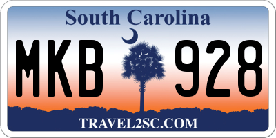 SC license plate MKB928