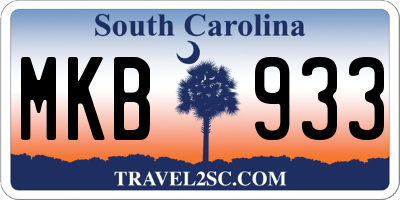 SC license plate MKB933