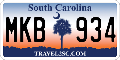 SC license plate MKB934