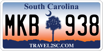 SC license plate MKB938