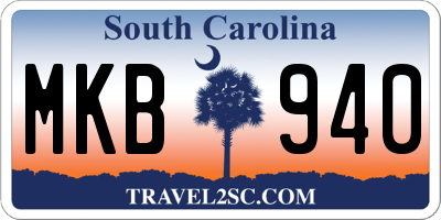 SC license plate MKB940