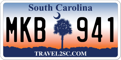 SC license plate MKB941
