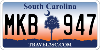 SC license plate MKB947