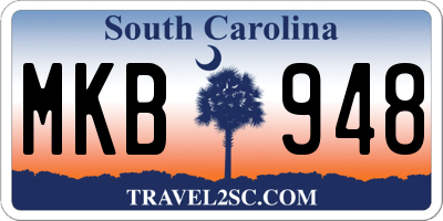SC license plate MKB948