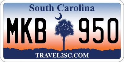 SC license plate MKB950
