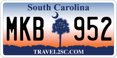 SC license plate MKB952