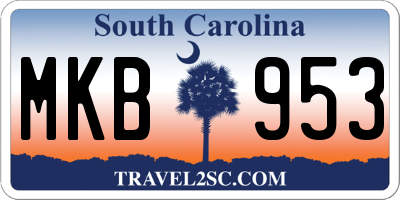 SC license plate MKB953
