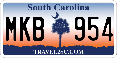 SC license plate MKB954