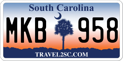 SC license plate MKB958